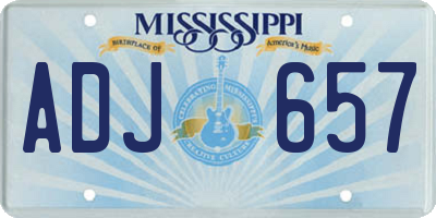 MS license plate ADJ657