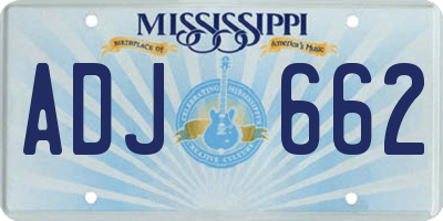 MS license plate ADJ662