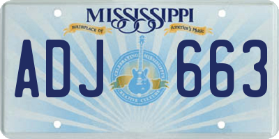 MS license plate ADJ663