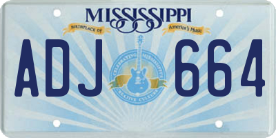 MS license plate ADJ664