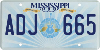 MS license plate ADJ665