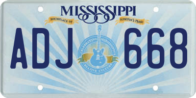 MS license plate ADJ668