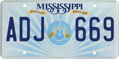 MS license plate ADJ669