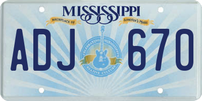 MS license plate ADJ670