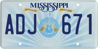 MS license plate ADJ671