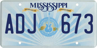MS license plate ADJ673