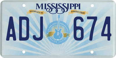 MS license plate ADJ674