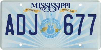 MS license plate ADJ677