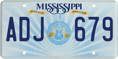 MS license plate ADJ679