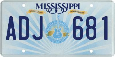 MS license plate ADJ681