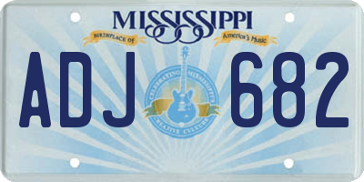 MS license plate ADJ682