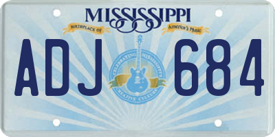 MS license plate ADJ684