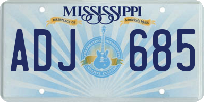 MS license plate ADJ685