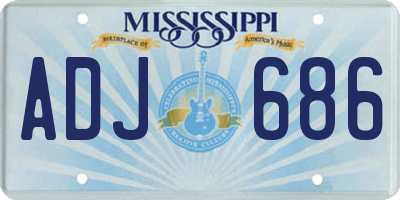 MS license plate ADJ686