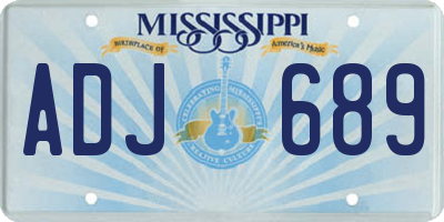 MS license plate ADJ689