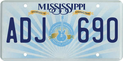 MS license plate ADJ690
