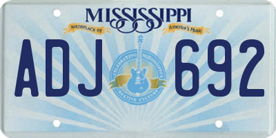 MS license plate ADJ692