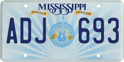 MS license plate ADJ693