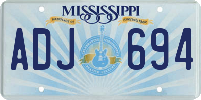 MS license plate ADJ694