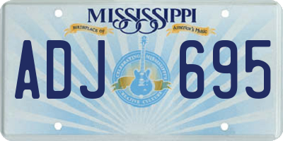 MS license plate ADJ695
