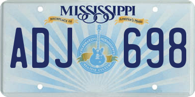 MS license plate ADJ698