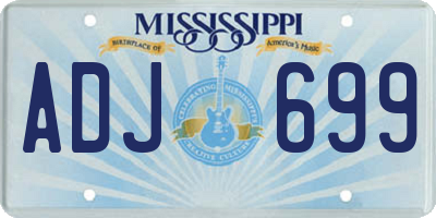 MS license plate ADJ699