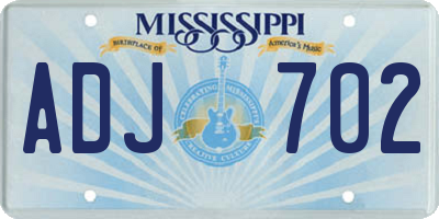MS license plate ADJ702