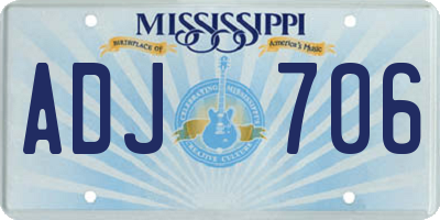 MS license plate ADJ706