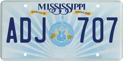 MS license plate ADJ707