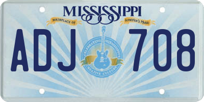 MS license plate ADJ708