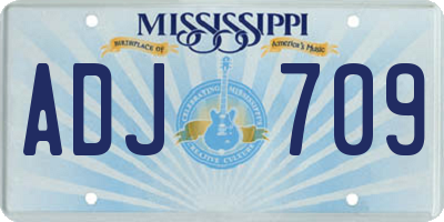 MS license plate ADJ709