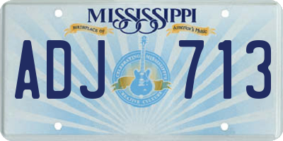 MS license plate ADJ713
