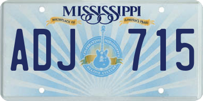 MS license plate ADJ715