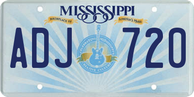 MS license plate ADJ720