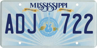 MS license plate ADJ722