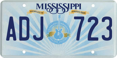 MS license plate ADJ723