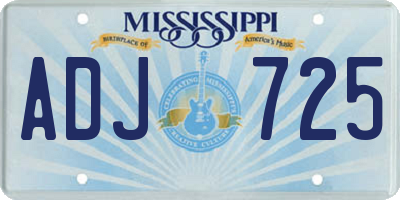 MS license plate ADJ725