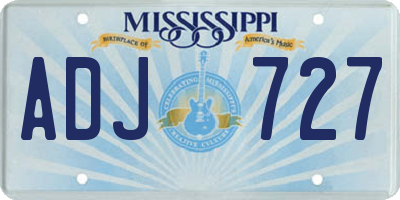 MS license plate ADJ727