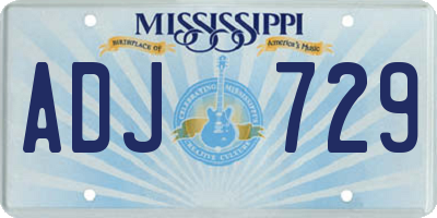 MS license plate ADJ729