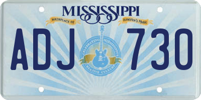 MS license plate ADJ730