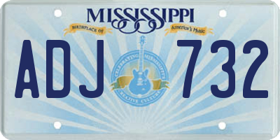 MS license plate ADJ732