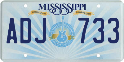 MS license plate ADJ733