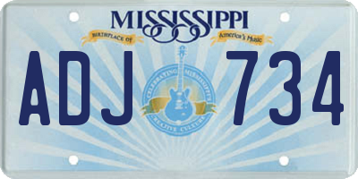 MS license plate ADJ734