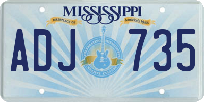 MS license plate ADJ735