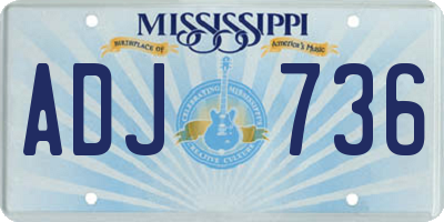 MS license plate ADJ736