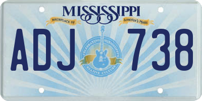 MS license plate ADJ738