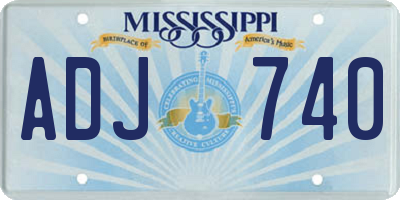 MS license plate ADJ740