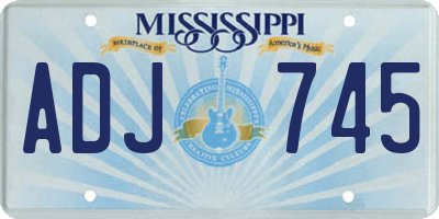 MS license plate ADJ745
