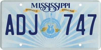 MS license plate ADJ747