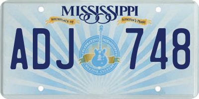 MS license plate ADJ748